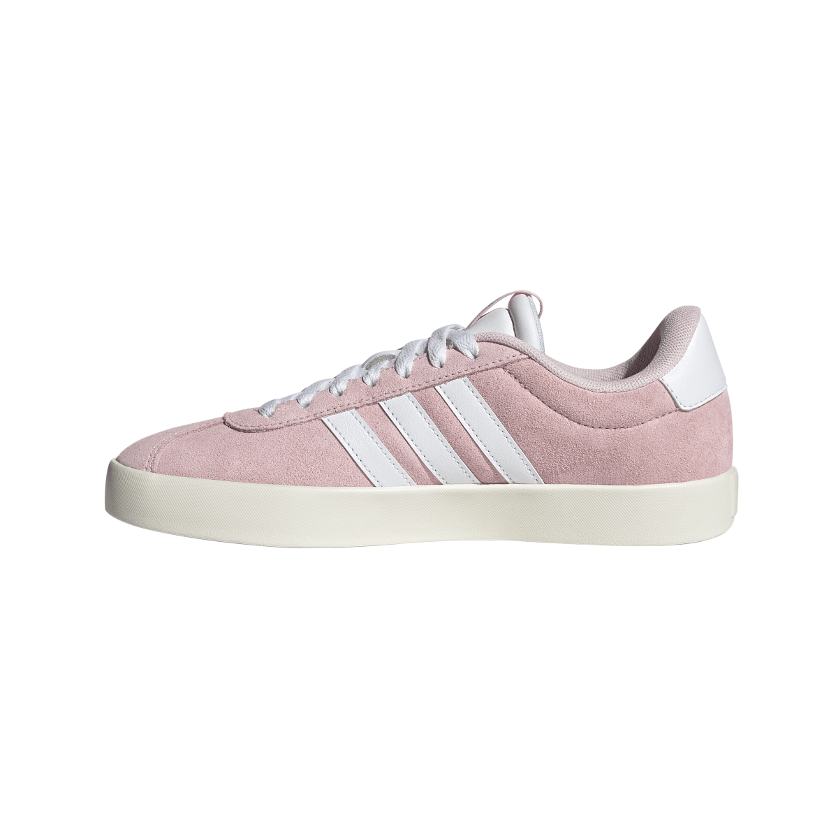 Sneakers da donna in pelle effetto scamosciato rosa e bianche adidas VL Court 3.0