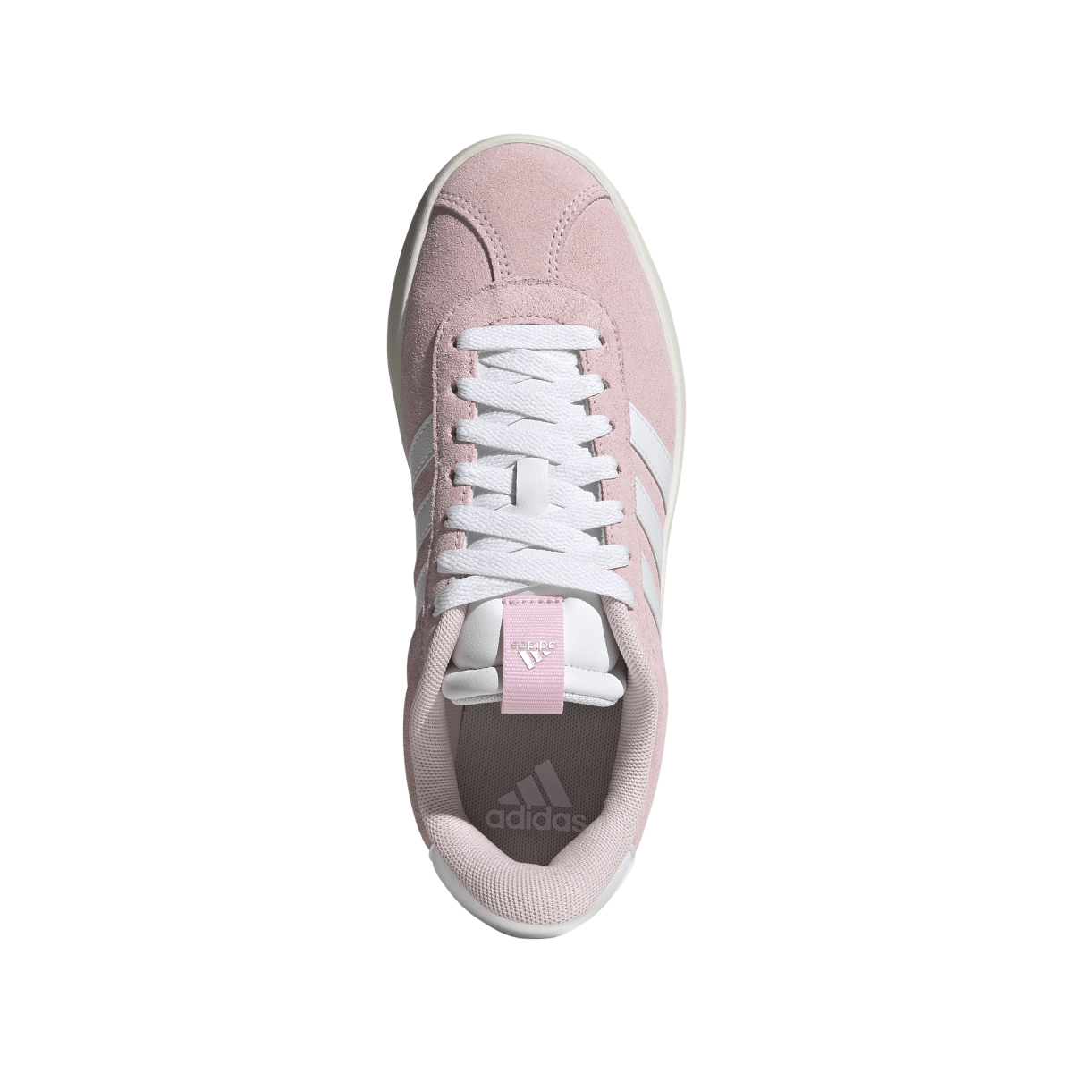 Sneakers da donna in pelle effetto scamosciato rosa e bianche adidas VL Court 3.0