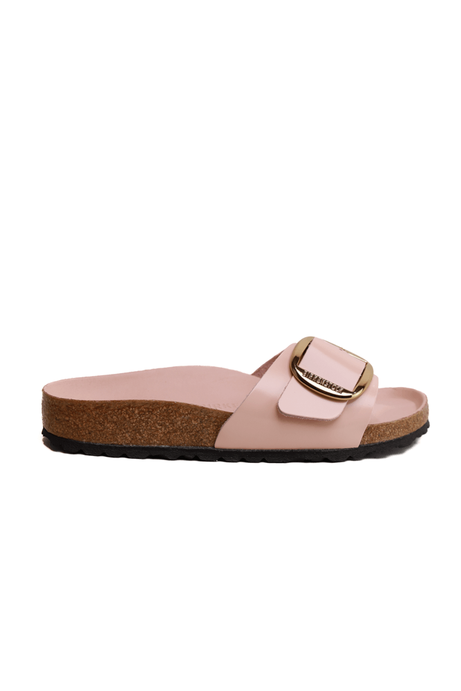 Birkenstock SANDALO MADRID BIG BUCKLE IN PELLE EFFETTO LUCIDO ROSA
