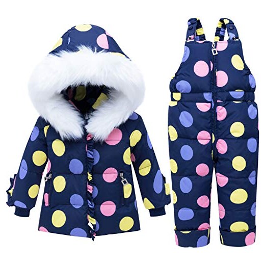 Vine Bambino Tuta da Sci Piumino con Cappuccio + Pantaloni da Sci Bambini 2  Pezzi Tuta da Neve Invernale Completo Salopette da Sci Caldo Giacca  Cappotto Snowsuit 