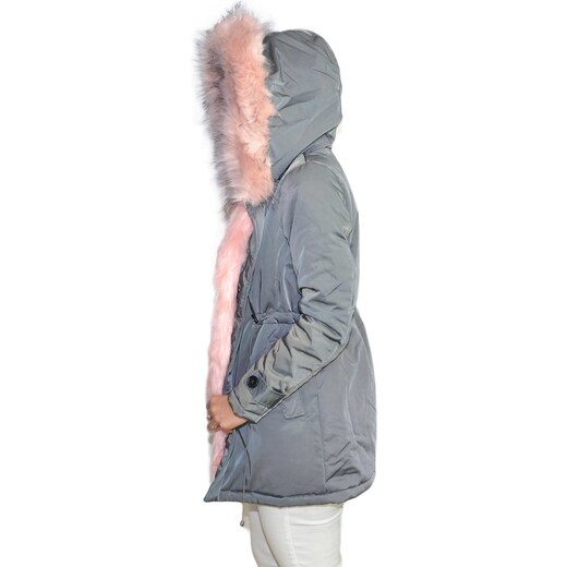 Parka donna invernale con pelliccia ecologica giacca giubbotto piumino  lungo grigio perla extra volume imbottito caldo donna parka K-ZELL