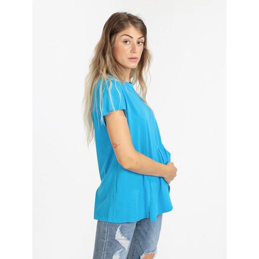 Wendy Trendy T-shirt donna in cotone con spacco T-Shirt Manica Corta donna  Blu 