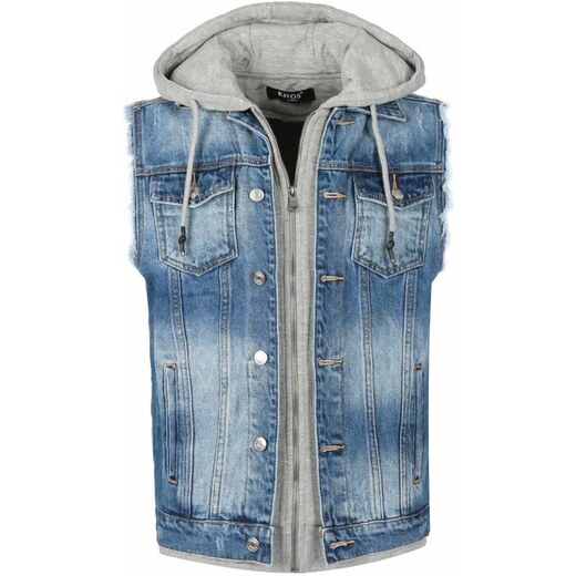 Gilet jeans uomo con cappuccio hotsell