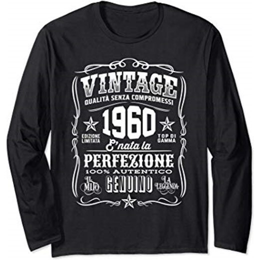 Regalo Maglietta Compleanno 60 Anni Uomo Donna Vintage 1960 Maglia a Manica  