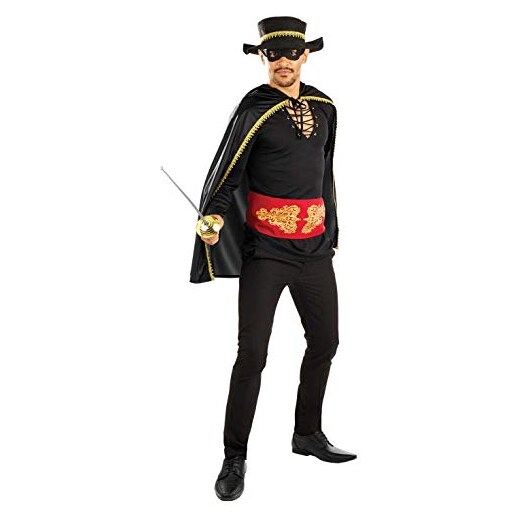 Fun Shack Costume Giustiziere Mascherato Uomo, Mantello Nero Vestito  Bandito, Costumi Di Carnevale Uomini Taglia M 