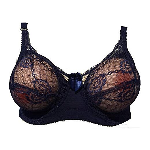 BaronHong Reggiseno Senza Fili per Mastectomia del Seno in Silicone con Tette  finte, Vedi Attraverso Il Pizzo Floreale (Nero, 80A) 