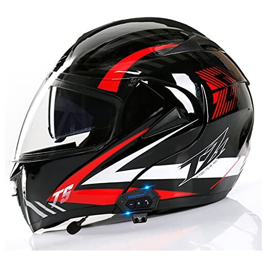 Sebasty Bluetooth Casco Modulare Moto Integrale Scooter Caschi Modulari  Motorino Integrali ECE/DOT Omologato Donna Uomo con Doppia Visiera Parasole  Casco Moto Cross e Off-road 15 