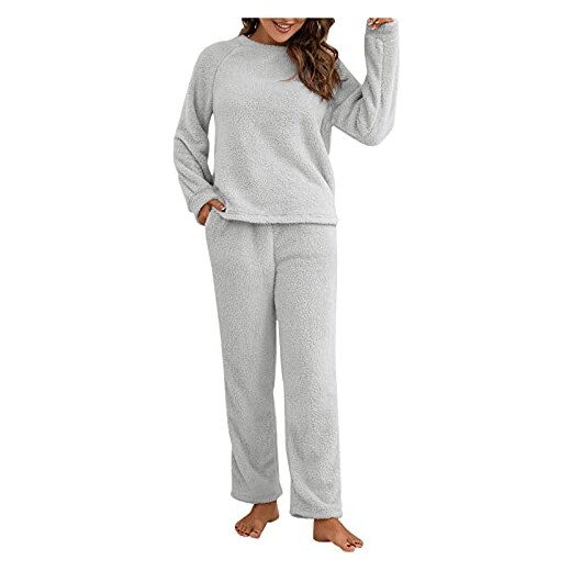 CityComfort Pigiama Donna, Pigiama Invernale Donna di Pile, Set con Felpa e  Pantalone Morbido S - XL