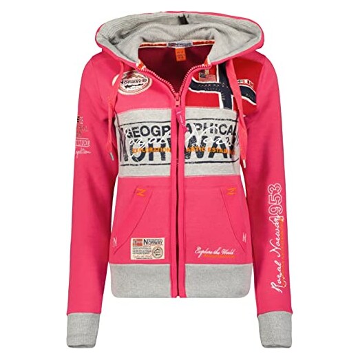 Geographical Norway Flyer Lady - Felpa Donna Zip Hoodie Tasche - Pile Donna  Maglione Manica Lunga Giacca Cappuccio - Abito Ideale Primavera Estate  Autunno Inverno Stagione (Rosa Shocking S) 