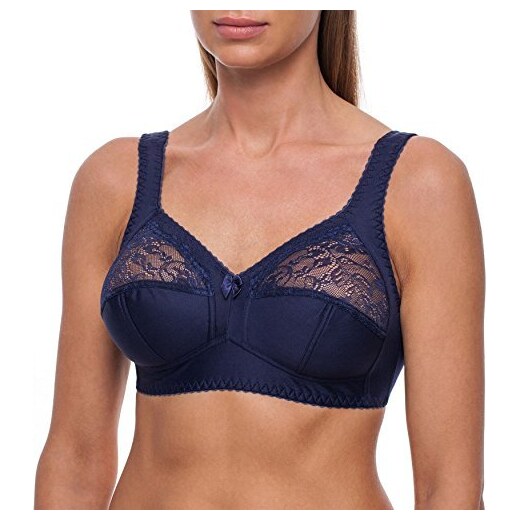 frugue Reggiseno Senza Ferretto Taglie Forti Pizzo Contenitivo Donna Blu IT  6F 