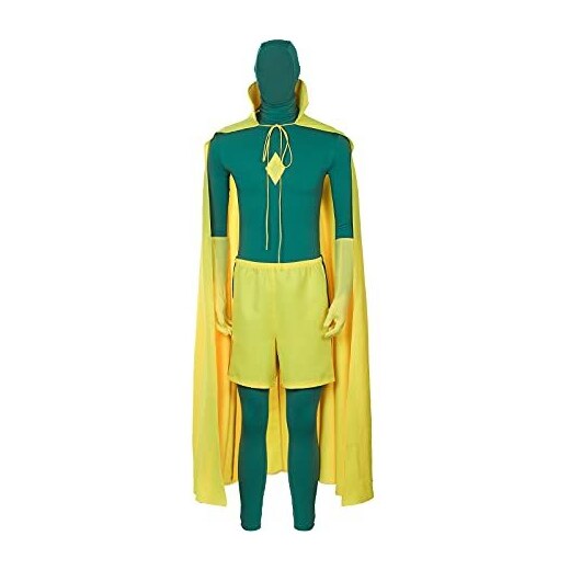 NUWIND Vision Costume Cosplay Mantello Giallo Tuta Verde Uomini