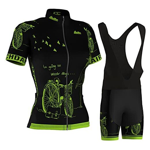 ALIHONG Completo Ciclismo Uomo Estivo Tuta da Ciclista Manica Corta Abbigliamento  MTB Bici,Maglia Bicicletta Magliatte e Salopette con 9D Imbottiti  Gel,Jerseys con Pantaloncini Corti per Corsa Strada(1,S) 