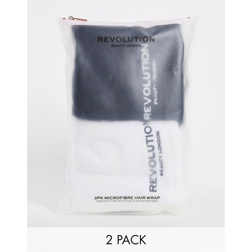 Revolution - Hair - Confezione da 2 asciugamani per capelli in microfibra  bianco/corallo