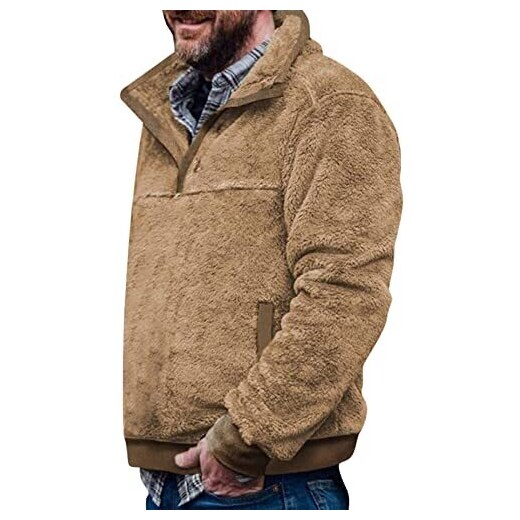 Felpa in Pile Uomo Invernale Pesante Caldo Pullover Peluche con