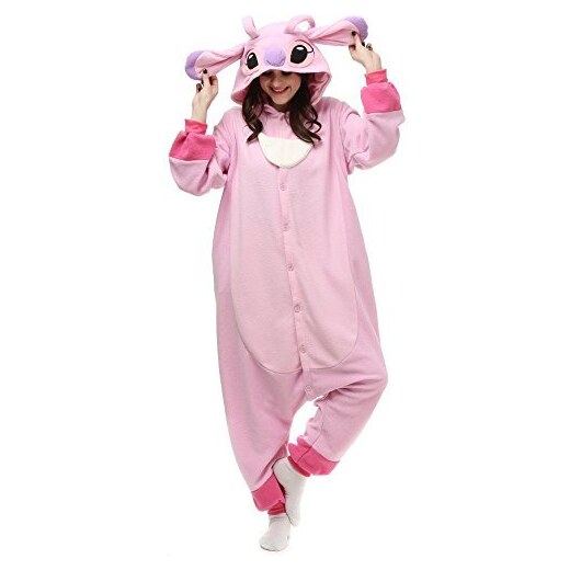HUTUTU Onesie Rosa Stitch Pigiama Animali Adulto Halloween Cosplay Costumi  Tuta Stitch Vestiti Carnevale,LTY1-pink,S 