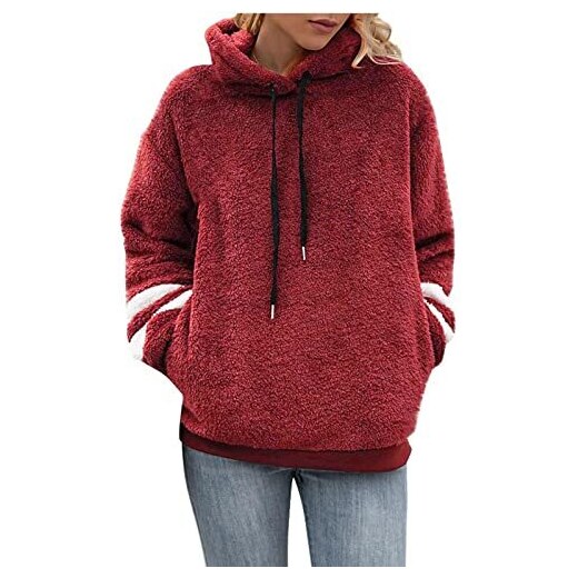 Kobilee Felpe In Pile Teddy Da Donna Elegante Teddy Peluche Invernale Felpe  Calda con Cappuccio Pesante Sweatshirt Maglione Curvy Manica Lunga Felpa  Pile Hoodie Felpata 