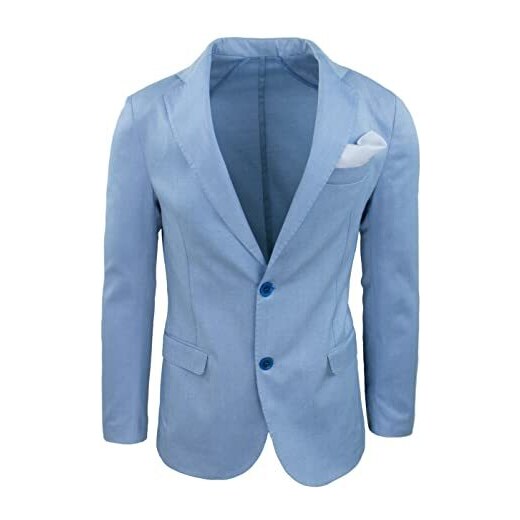 Evoga Giacca Blazer Uomo Blu Nero Grigio Slim Fit Elegante Formale Casual  Cerimonia (S, A1 Azzurro) 