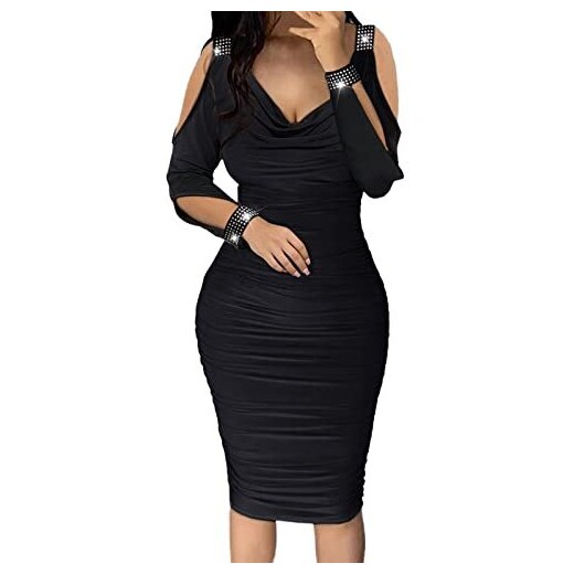 Kobilee Abiti da Cerimonia Taglie Forti Donna Curvy Elegante Invernale  Vestito Capodanno Cocktail Scollo a V Abito Lungo Sexy Vestito da Sera Abiti  Maniche Corte Vestiti da Sposa Vintage 