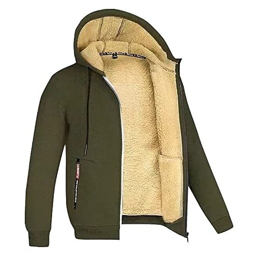 Kobilee Giacca Invernale Uomo Giubbotto Imbottito Fodera Caldo Giacca in  Pile Felpa con Cappuccio e Zip Elegante Giubbino Cappotto Lana 