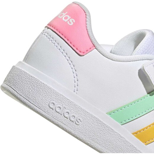 Sneakers bianche da bambina con strisce arcobaleno adidas Grand