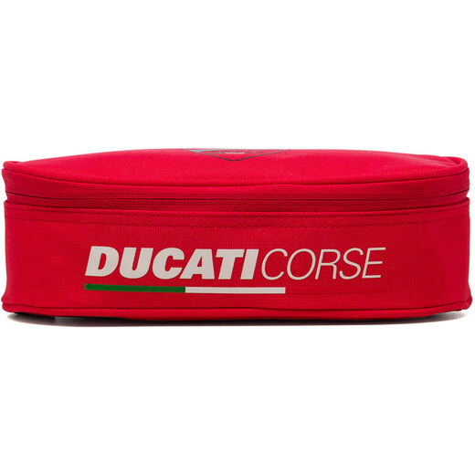 Astuccio ovale rosso in tessuto con badge Ducati Corse 