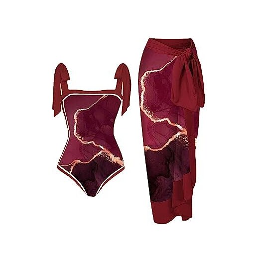 OUSIMEN Costume Da Bagno Intero A Collo Quadrato Con Effetto Increspato – Modellante Pancia, Spalline Regolabili, Reggiseno Integrato, Taglie S-XXL