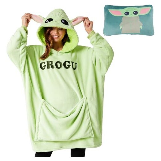 Disney Felpa Donna - Felpa Coperta di Pile Taglia Unica - Felpa Oversize  Donna Ripiegabile A Cuscino - Stitch Gadget Ufficiale (Baby Yoda) 