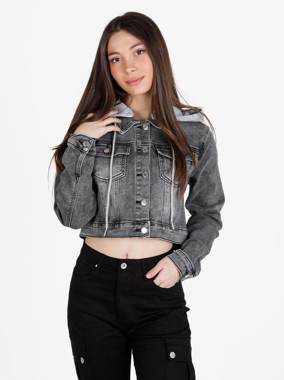 Solada Giacca Donna In Jeans Con Cappuccio Felpa Grigio Taglia L