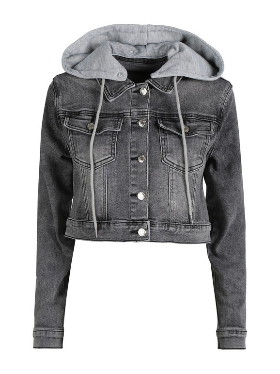 Solada Giacca Donna In Jeans Con Cappuccio Felpa Grigio Taglia L