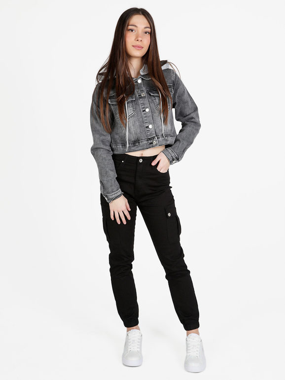 Solada Giacca Donna In Jeans Con Cappuccio Felpa Grigio Taglia L