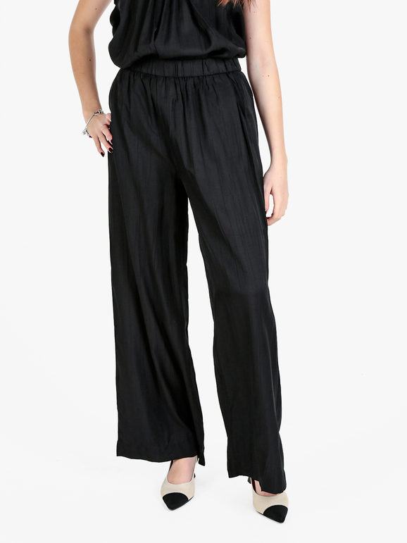 Solada Pantaloni Leggeri Da Donna a Gamba Larga Casual Nero Taglia Unica