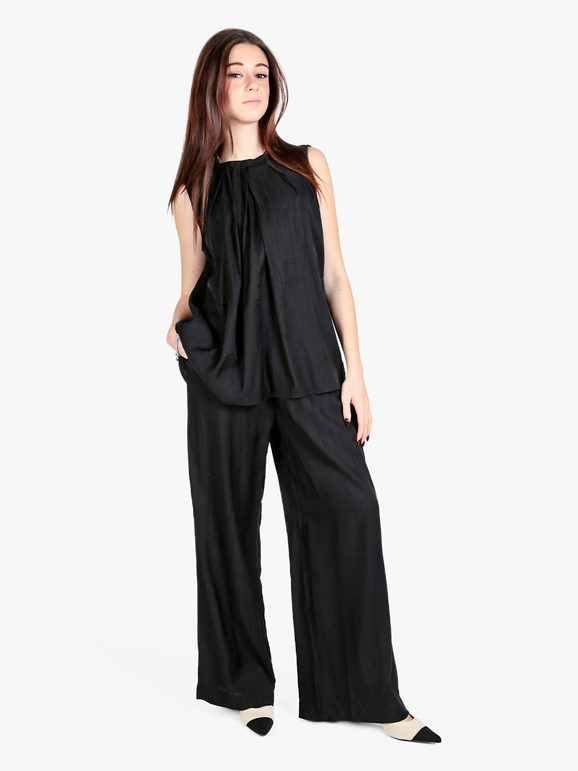 Solada Pantaloni Leggeri Da Donna a Gamba Larga Casual Nero Taglia Unica