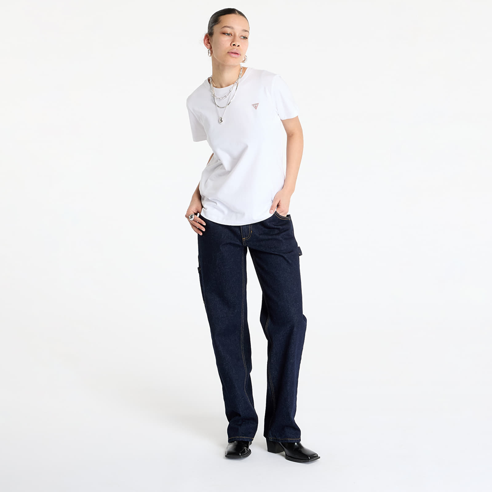 Maglietta Guess JEANS Classic Mini Triangle Tee Pure White L