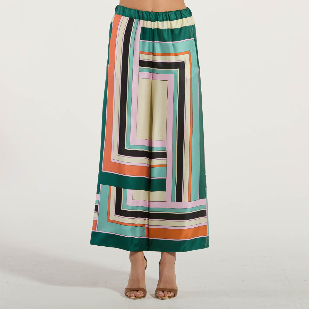 Maxmara pantalone in pura seta multicolor