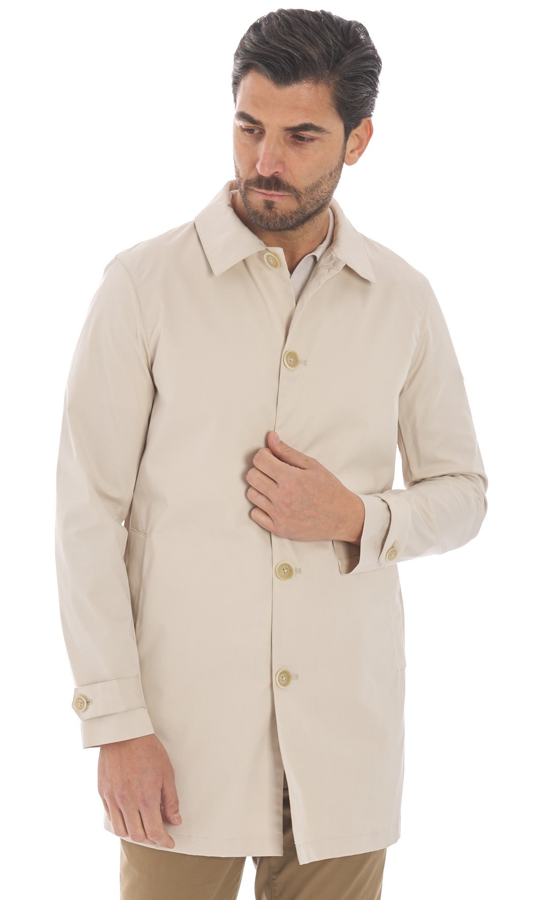 TRENCH HESKIMO IN COTONE TECNICO SABBIA, Colore Sabbia