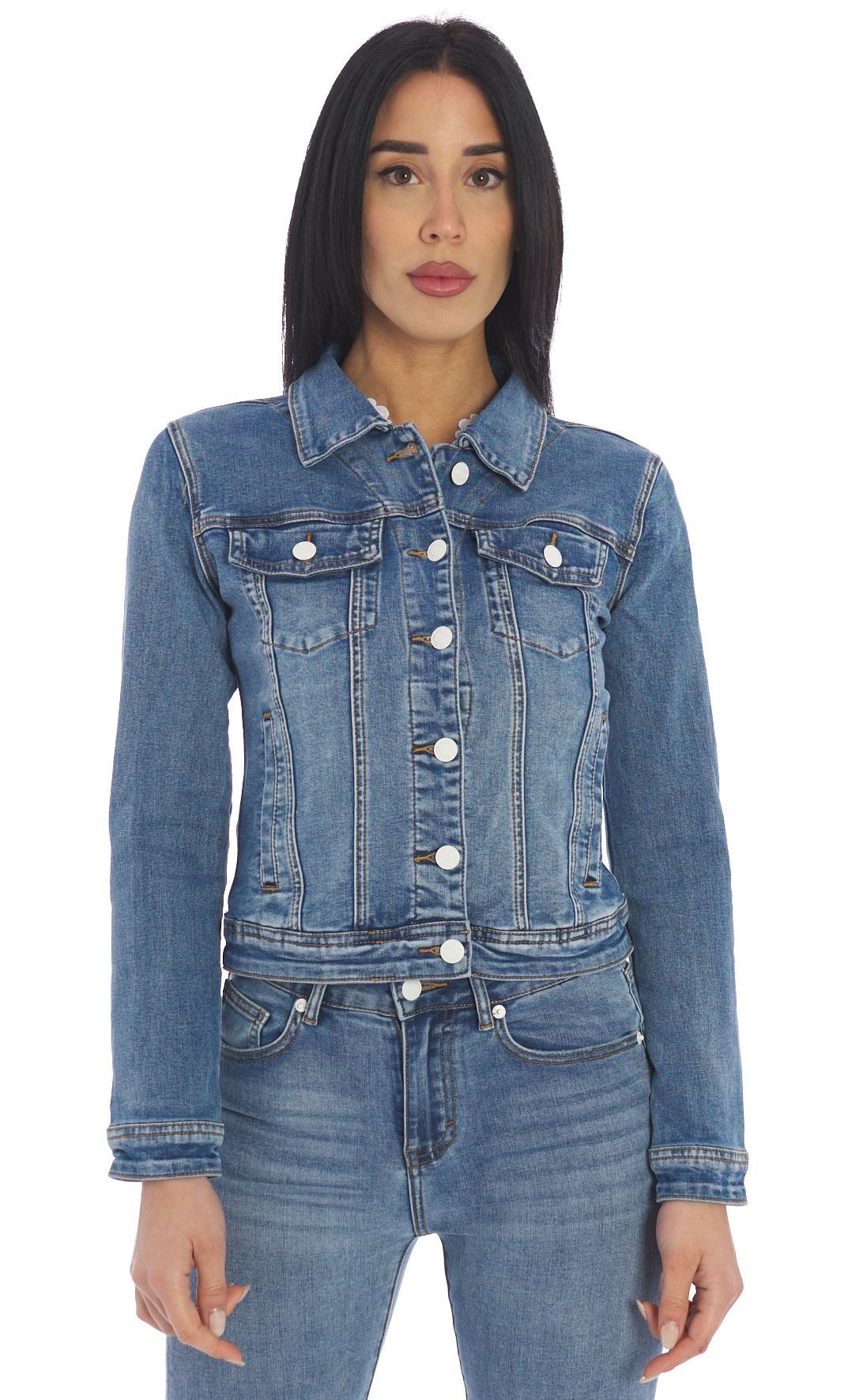 GIUBBOTTO IN DENIM WHITE WISE, Colore Azzurro