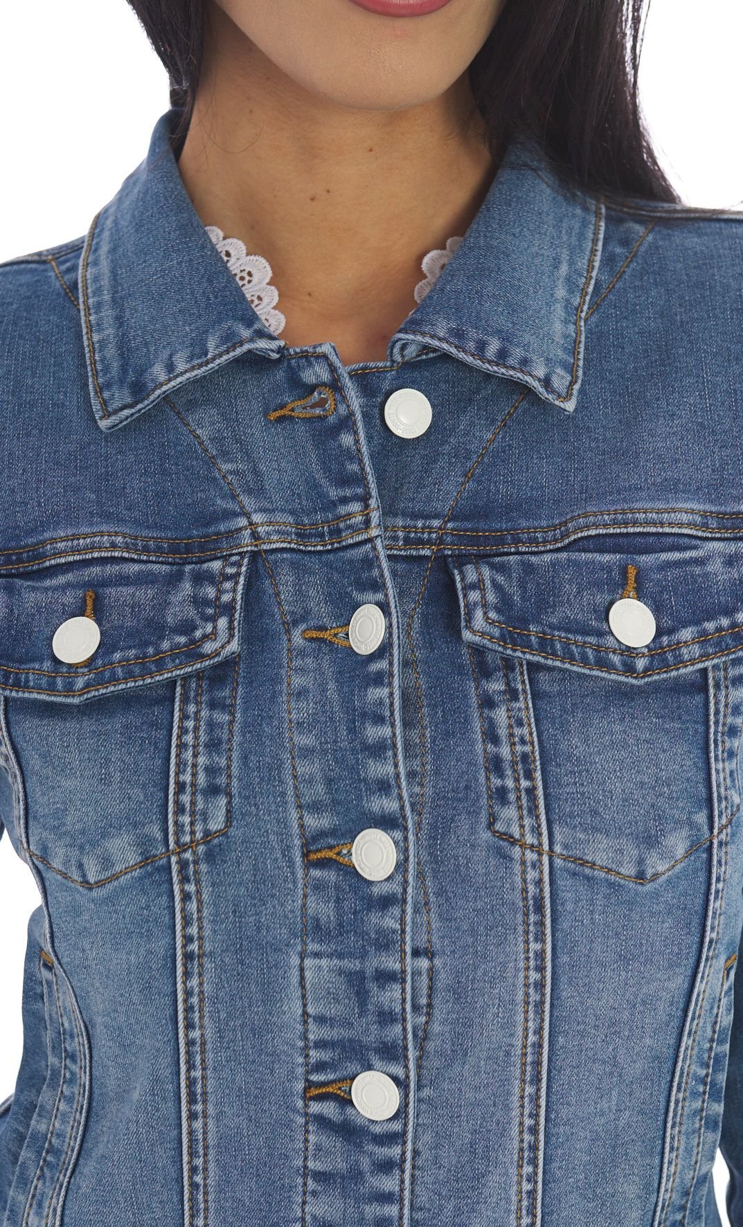 GIUBBOTTO IN DENIM WHITE WISE, Colore Azzurro