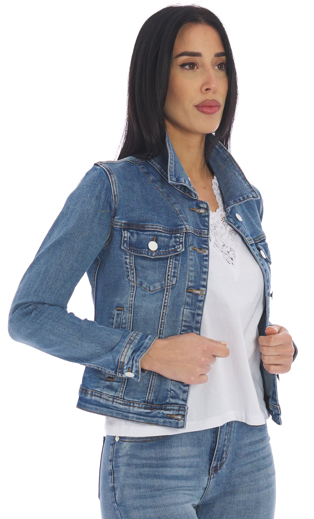 GIUBBOTTO IN DENIM WHITE WISE, Colore Azzurro