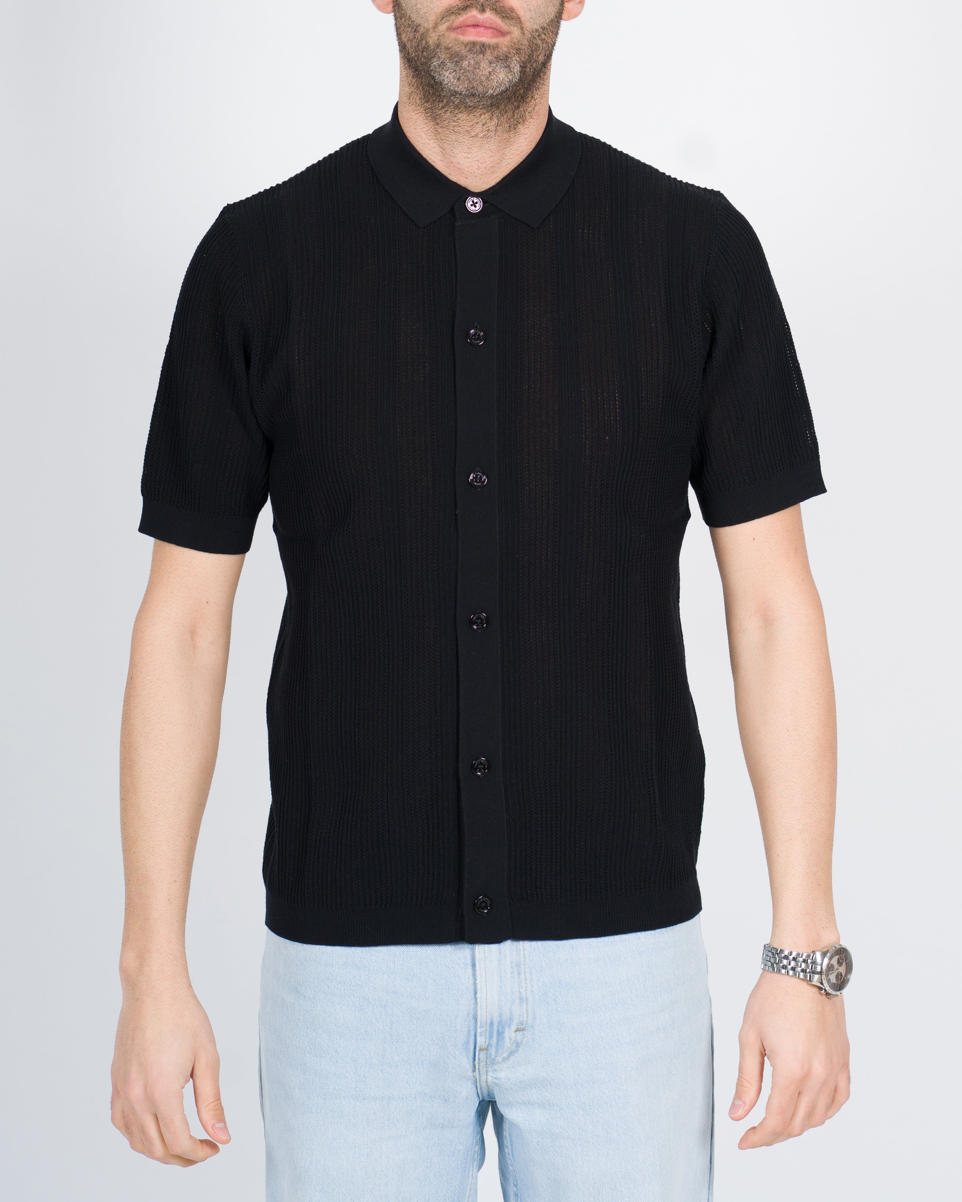 PAOLO PECORA Maglia cardigan traforata nero