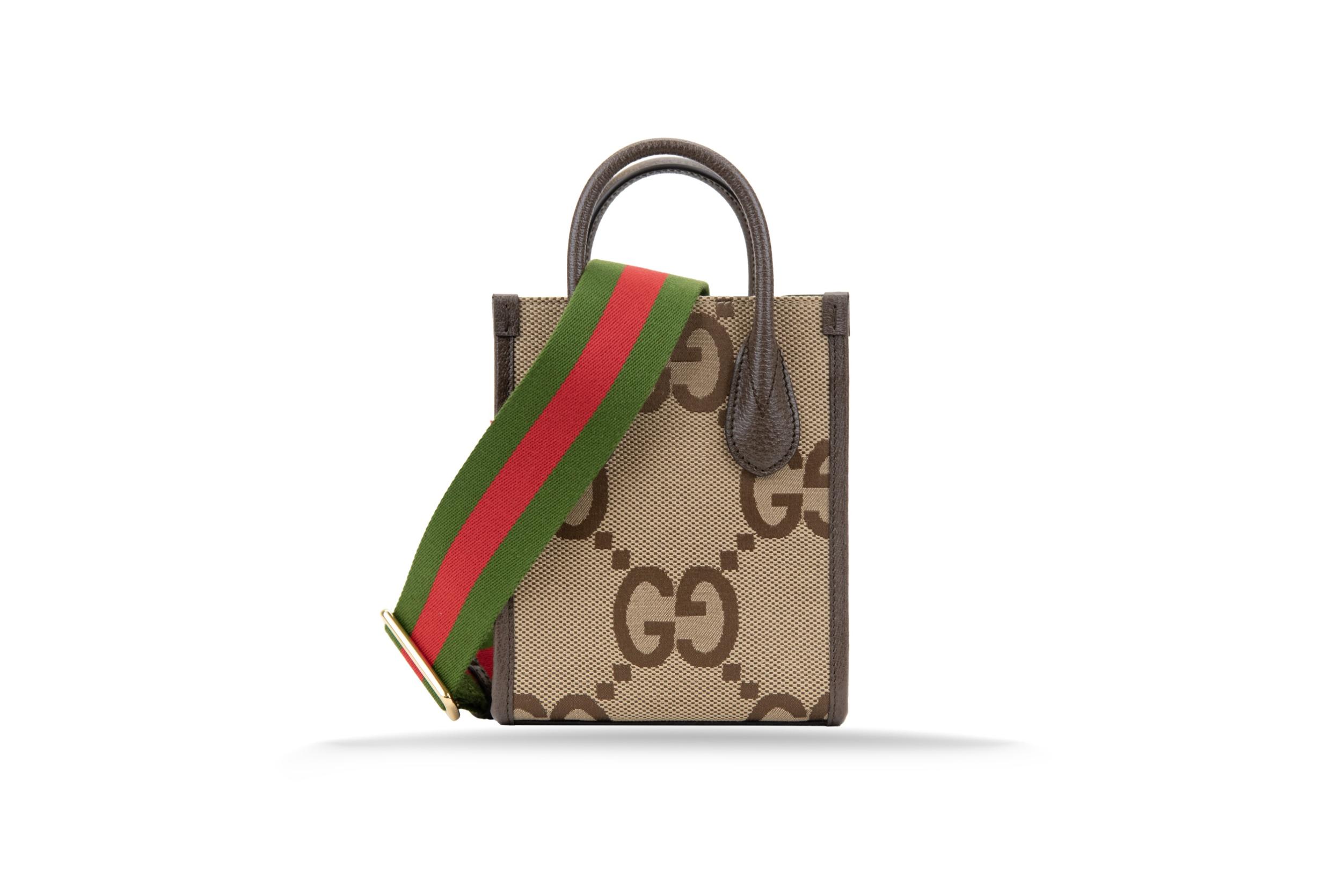 GUCCI Tote Mini 699406 2570 Shoulder Bag Marrone, Beige Tessuto, Pelle