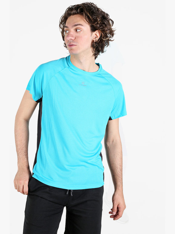 Athl Dpt T-shirt Sportiva Da Uomo Traspirante Manica Corta Blu Taglia L