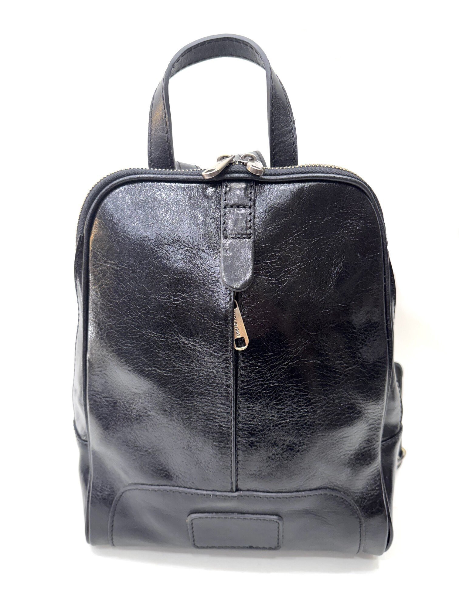 Zaino donna in vera pelle MONTE VENTUROSA, colore NERO, CHIAROSCURO, Made in Italy
