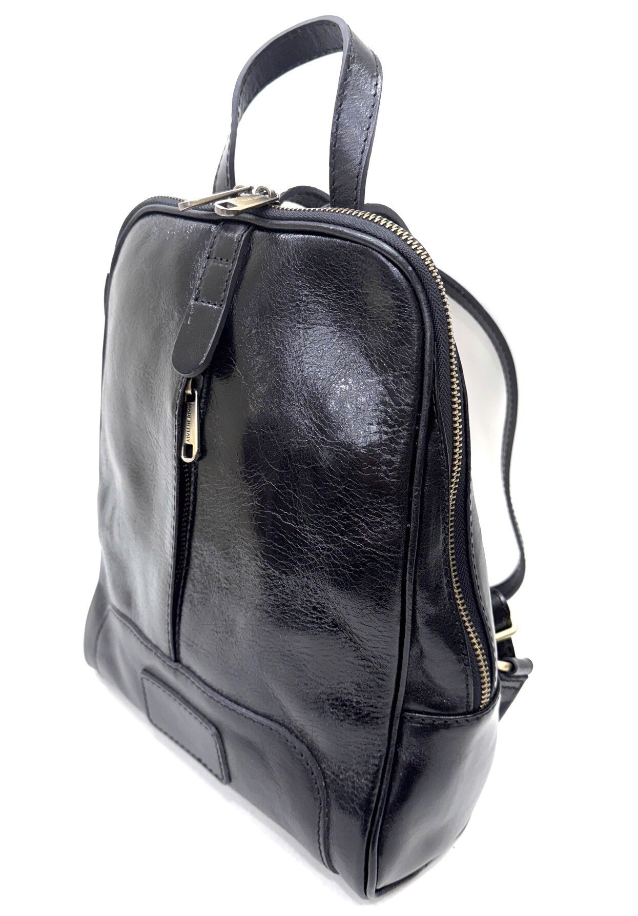 Zaino donna in vera pelle MONTE VENTUROSA, colore NERO, CHIAROSCURO, Made in Italy