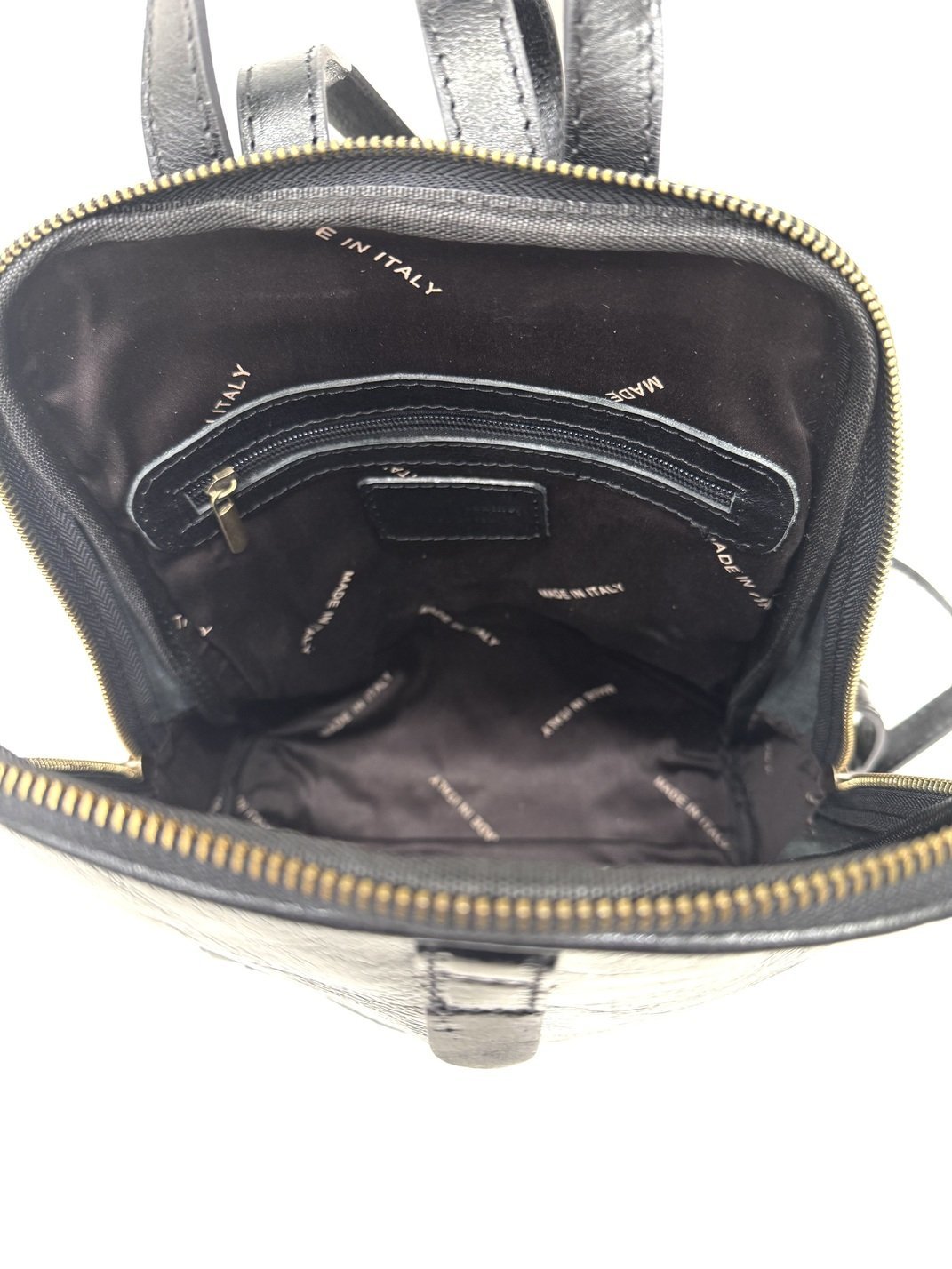 Zaino donna in vera pelle MONTE VENTUROSA, colore NERO, CHIAROSCURO, Made in Italy