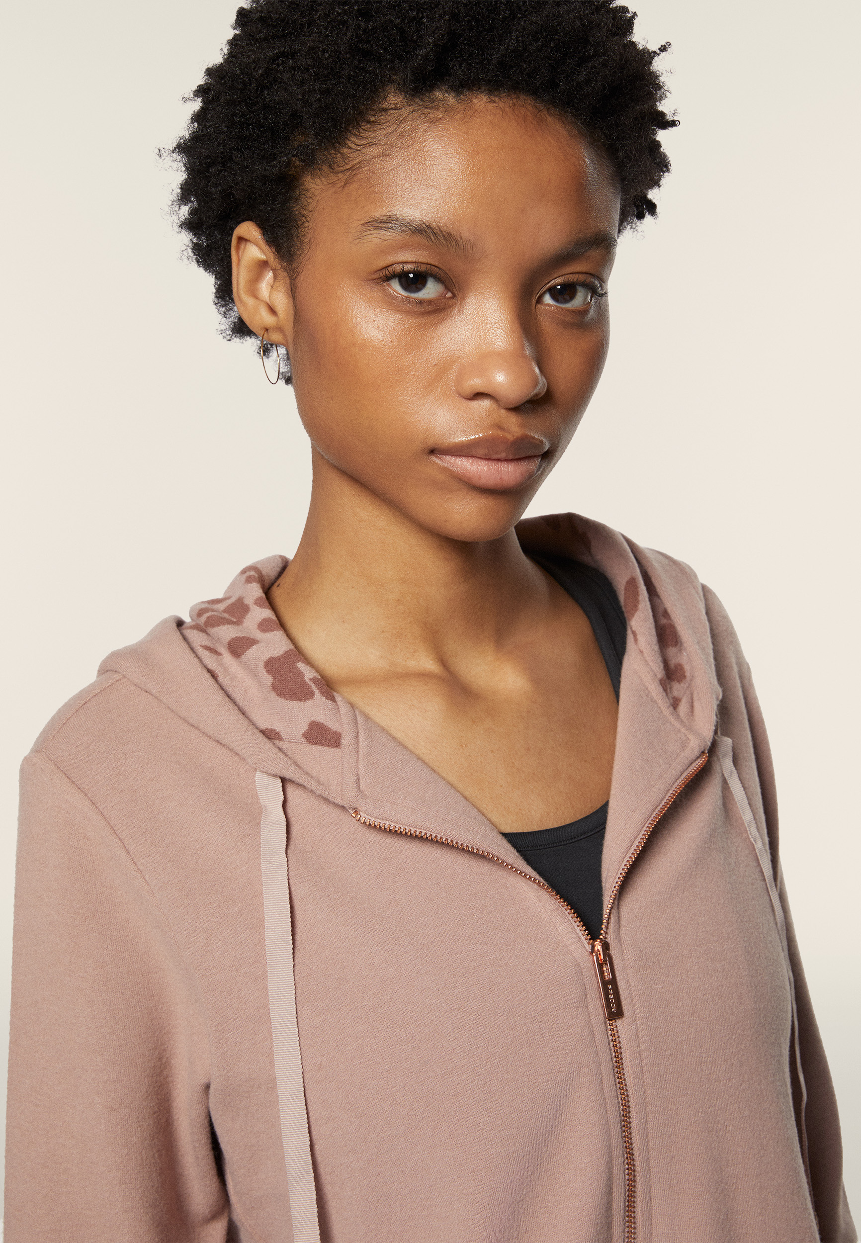 Freddy Felpa donna in viscosa tricot con zip e cappuccio animalier