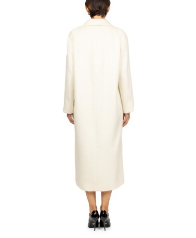 Mouche Cappotto Lungo Grigio In Alpaca - Bianco