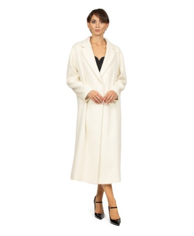 Mouche Cappotto Lungo Grigio In Alpaca - Bianco