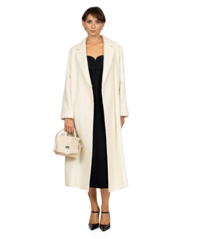 Mouche Cappotto Lungo Grigio In Alpaca - Bianco