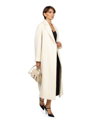 Mouche Cappotto Lungo Grigio In Alpaca - Bianco