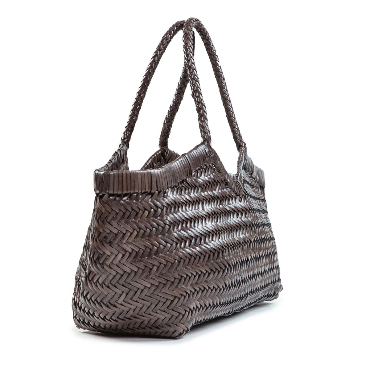 Vipera shopper NERUDA in pelle intrecciata grigio fog